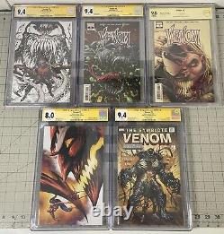 4 CGC SS & 1 CBCS Venom Lot 6 Signatures 8.0-9.8 T. Kirkham, Stegman, & D. Cates