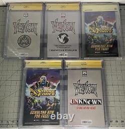 4 CGC SS & 1 CBCS Venom Lot 6 Signatures 8.0-9.8 T. Kirkham, Stegman, & D. Cates