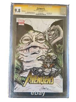 AVENGERS 1 9.8 White pages CGC SIGNATURE SERIES SKETCH COVER Unique