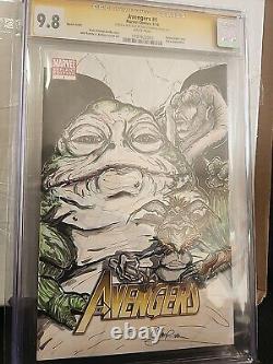 AVENGERS 1 9.8 White pages CGC SIGNATURE SERIES SKETCH COVER Unique