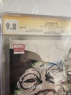 AVENGERS 1 9.8 White pages CGC SIGNATURE SERIES SKETCH COVER Unique