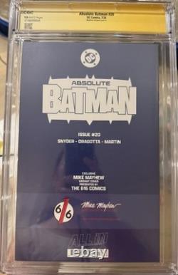 Absolute Batman #20 CGC 9.8 Signature Series MIKE MAYHEW EXCLUSIVE Variant Cover
