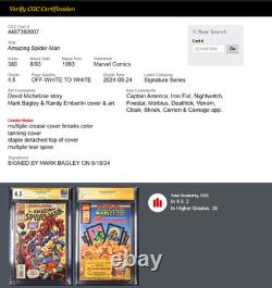 Amazing Spider-Man #380 CGC SS 4.5 Signed Mark Bagley Maximum Carnage MCU