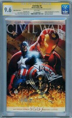 CIVIL WAR #1 ASPEN VAR CGC 9.6 SIGNATURE SERIES SIGNED x3 MICHAEL TURNER MARVEL