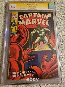 Captain Marvel 12 CGC 7.5 Marvel Comics 1969 SS Signature Series Stan Lee