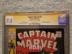 Captain Marvel 12 CGC 7.5 Marvel Comics 1969 SS Signature Series Stan Lee