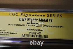Dark Nights Metal #3 Mattina Variant Cover CGC Signature Series 9.8 Graded