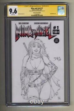 Ed Benes NINA & ARIEL #1 Bloody Silver Sketch Cover CGC SS 9.6 Signature Series