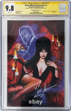 Elvira Meets Vincent Price #1 GalaxyCon Exclusive Variant CGC 9.8 Signed Elvira