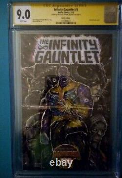 Infinity Gauntlet #1 2015 Cgc 9.0 Signature Series Signed & Sketch Jerome