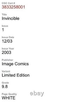 Invincible #1 CGC Signature Series 9.8 Signed & Sketched By Ryan Ottley variant