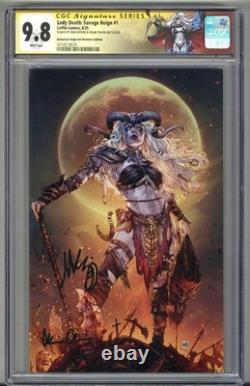 Lady Death Savage Reign #1 Cgc 9.8 Ss Signed Mike Krome Brian Pulido Pop 1 Rare