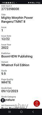 MMPR/TMNT II #1 (Whatnot Foil Edition) KEVIN EASTMAN CGC SS 9.9 POP 1
