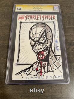Marvel Comic Scarlet Spider #1 CGC SS 9.8 Signed Sketched Brian Kong Zombie