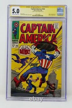 Marvel Comics 1968 Captain America #105 CGC Signature Series 5.0 Very Good/Fine