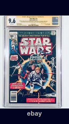 STAR WARS #1 CGC-SS 9.6 SIGNED 8x CARRIE FISHER MARK HAMILL PROWSE MCDIARM 1977