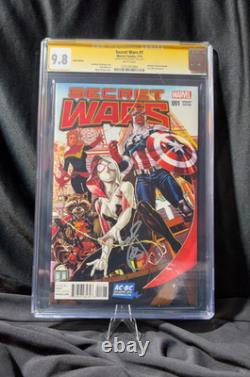 Secret Wars #1 CGC 9.8 SS Signed Marvel 2015 Hickman Ribic White Pages