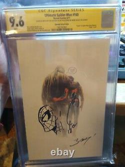 Ultimate Spider-Man 160 CGC 9.6 Quesada variant with sketch, signed 2x