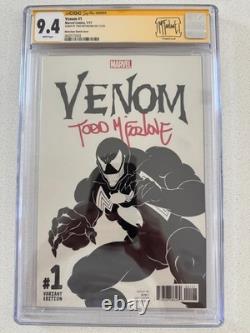 VENOM #1 McFARLANE SIGNED CGC SS 9.4 NM TODD B&W SKETCH VARIANT Custom Label HTF