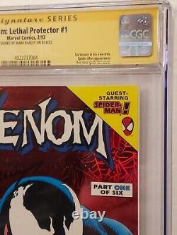 Venom Lethal Protector #1 Cgc 9.8 Ss Mark Bagley Signature White Pgs Red Foil CV