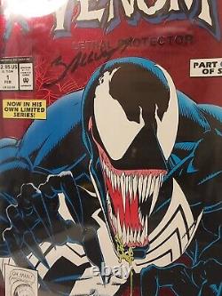 Venom Lethal Protector #1 Cgc 9.8 Ss Mark Bagley Signature White Pgs Red Foil CV