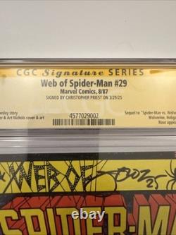 Web of Spider-Man #29 CGC 9.4 Signature Series Signed Christopher Priest