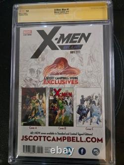 9.8 CGC Signature Series X-Men Blue #1 signé par J. SCOTT CAMPBELL