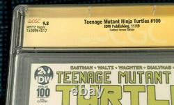 Adolescent Mutant Ninja Turtles 100 Cgc 9.8 Série Signature Avec John Giang Sketch