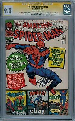 Amazing Spider-man #38 Cgc 9.0 Série Signature Signée Stan Lee Dernier Ditko