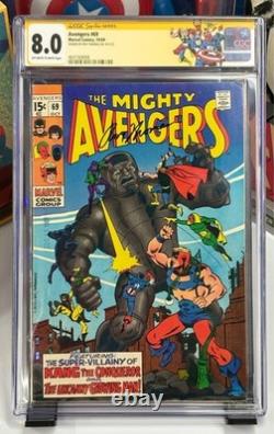 Avengers #69 CGC SS 8.0 Étiquette Personnalisée Signée par Roy Thomas