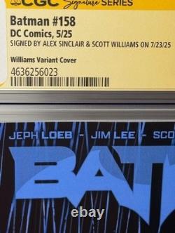 Batman #158 CGC 9.8 SS Variante Williams Signée Williams & Sinclair DC