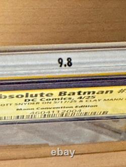 Batman Absolu #5 CGC 9.8 Double Signé Snyder & Clay Mann Foil SS