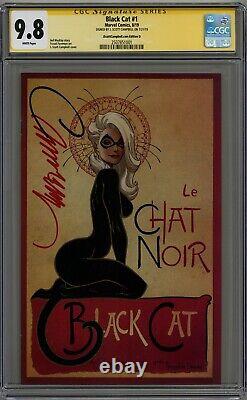 Black Cat #1 Cgc 9.8 Série De Signatures J. Scott Campbell! Pages Blanches 19