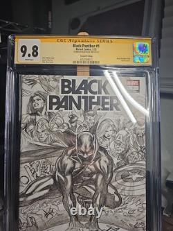Black Panther 1 Lgy 198 Cgc Signature Series 9.8 Couverture Dessinée par Alex Ross 2022