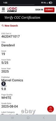 CGC 9.8 (Pages Blanches) Copie de la Série Signature de Daredevil #19