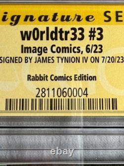 CGC 9,8 SS w0rldtr33 #3 Rabbit Ed Image 2023 Tynion IV Signé Virgin Pages blanches