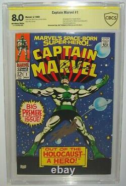 Capitaine Marvel #1 Cbcscgc 8.0 Stan Lee Roy Thoman Signed Ss Signature Series