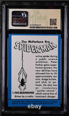 Cartes Spiderman CGC notées 1992 de la série Signature Todd McFarlane pour le 30e anniversaire