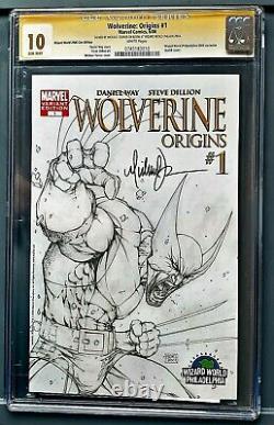 Cgc 10 Signature Series Wolverine Origins #1 Sketch Cover Signé Michael Turner