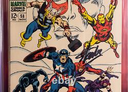 Cgc 9.2 Signature Series Avengers #58 Signé Stan Lee Origin Of The Vision