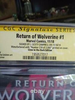 Cgc 9.8 Retour De Wolverine 1 Série De Signature J Scott Campbell Gid Cbcs Sdcc