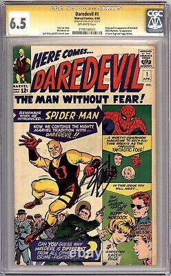 Daredevil #1 1964 Cgc 6.5 Série de signatures Signé Stan Lee Cents Marvel Comics