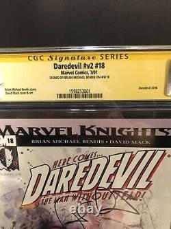 Daredevil #18 Cgc Signature Series 9.8 Signé Par Brian Michael Bendis Nm White