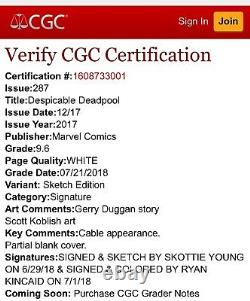 Deadpool 287 Cgc 9.6 Série Signature Skottie Young Venompool Skottie Skottie Skottie Skottie Sketch Rare