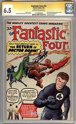 Fantastic Four #10 1963 Cgc 6.5 Série Signature Signée Stan Lee Marvel