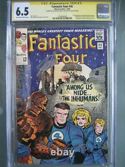 Fantastic Four #45 Cgc 6.5 Ss Signé Stan Lee & Joe Sinnott 1er Inhumains