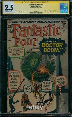 Fantastic Four 5 Cgc 2.5 1ère Série De Signatures Dr. Doom Stan Lee