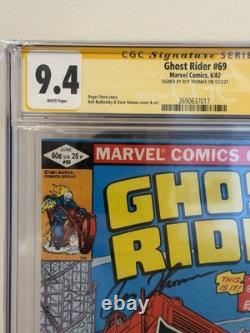 Ghost Rider n°69 CGC 9,4, Signature Series signé Roy Thomas, 06/82, pages blanches