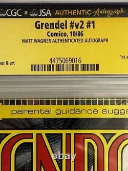 Grendel # 1 Signé Matt Wagner CGC JSA SIGNATURE SERIES 9.6 WP Comico NOUVELLE NOTATION