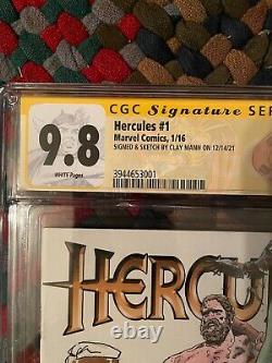Hercules #1 (2015) Marvel 9.8 Cgc Sig Series Clay Mann Cover Sketch & Signature